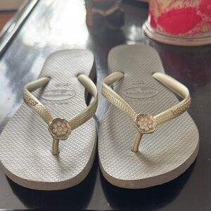 Havaianas Metallic Silver Flip Flops